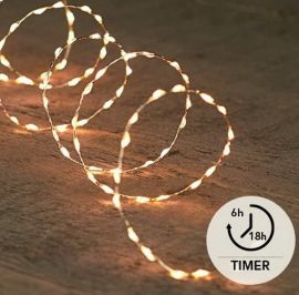 LED Silberdraht-Lichterkette - 132 LED´s warmweiß - mit Timer