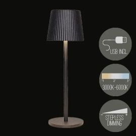 LED Tischlampe Riffel warmweiß/dimmbar schwarz/matt