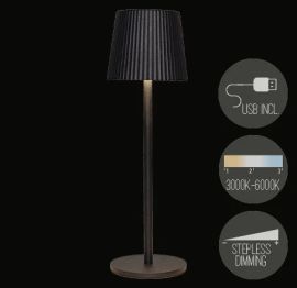 LED Tischlampe Riffel warmweiß/dimmbar schwarz/matt