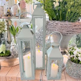 Laterne EnameL mint Metall/Glas