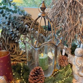 Laterne antik gold/blau