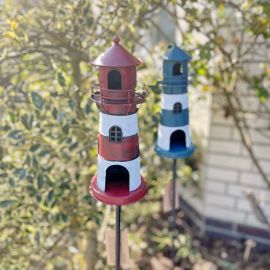 Leuchtturm Gartenstecker rot/weiß