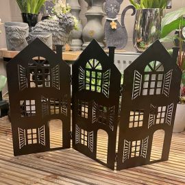 Metall-Silhouette Häuserreihe schwarz