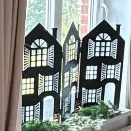 Metall-Silhouette Häuserreihe schwarz