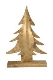 Metallbaum auf Holzsockel gold/antik