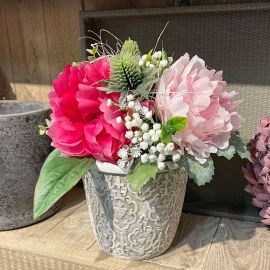 Pfingstrosenarrangement im  verzierten Valo Topf