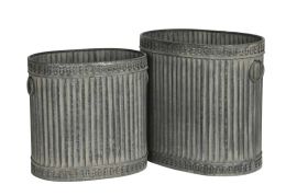 Pflanztopf oval grau/braun