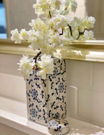 Porzellan Vase Sina blau/creme