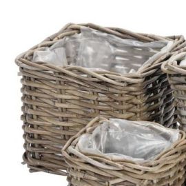 Rattankorb quadratisch grau