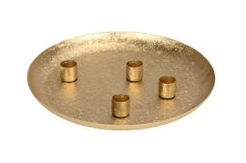 Schale creme/gold mit 4 Magnet Stakerzenhaltern