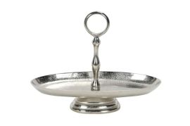 Servierschale oval mit Griff silber