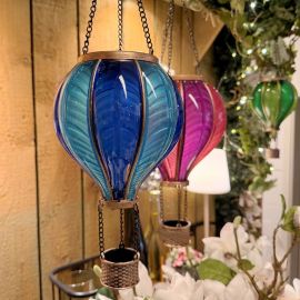 Solar Ballon blau mit Flammeneffekt (24 LED´s)