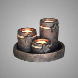 Tablett mit Teelichthaltern Majestic Vintage braun (4tlg. Set)