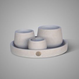 Tablett mit Teelichthaltern taupe (4tlg. Set)