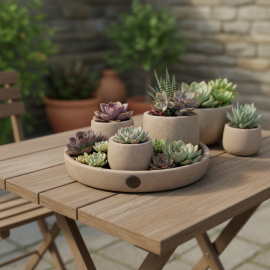 Tablett mit Teelichthaltern taupe (4tlg. Set)