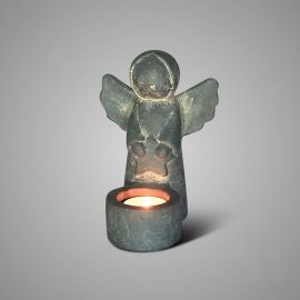 Teelichthalter Engel mit Stern Majestic Vintage grau