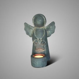 Teelichthalter Engel mit Stern Majestic Vintage grau