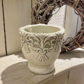 Topf Valo mit Verzierungen creme