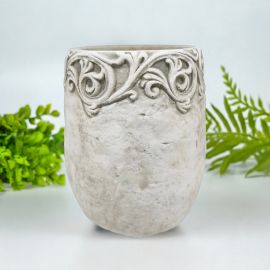 Topf Valo mit Verzierungen creme