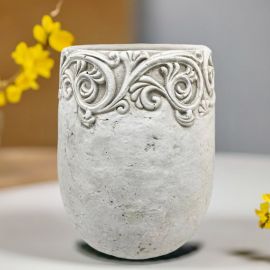 Topf Valo mit Verzierungen creme