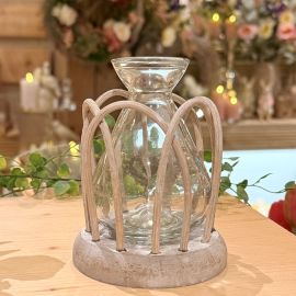 Vase SWILL grau Rattan/Glas