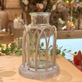 Vase SWILL grau Rattan/Glas