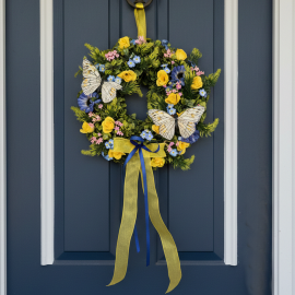 Wandkranz Rösschen blau/gelb