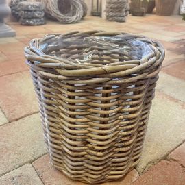 Weidenkorb rund mit Folie grau