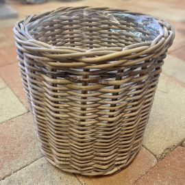 Weidenkorb rund mit Folie grau