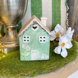 Windlicht Haus grün/türkis