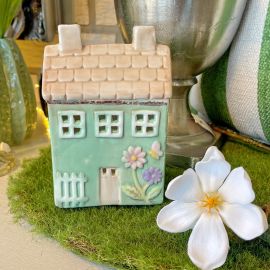 Windlicht Haus grün/türkis