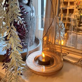 Windlicht Puri Glas/Holz für 8,5 cm Ø Kerzen