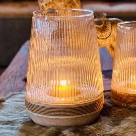 Windlicht Puri Glas/Holz für 8,5 cm Ø Kerzen