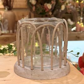 Windlicht SWILL grau Rattan/Glas
