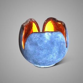 Windlicht Tulip grau/gold