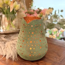 Windlicht grün/gold