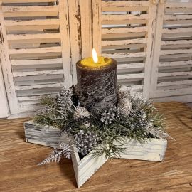 Wintergesteck inkl. LED-Kerze schwarz