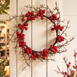 Winterkranz mit Beeren rot