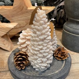 Zapfenkerze Lumiére beige 