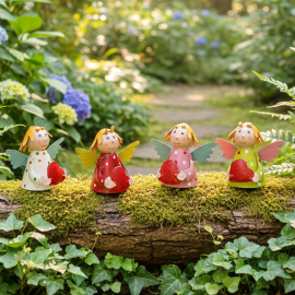 Zaunhocker Schutzengel creme mit Punkten