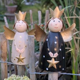 Zaunhocker Schutzengel schwarz/gold