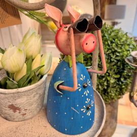 Zaunhocker Schwein mit Fernglas