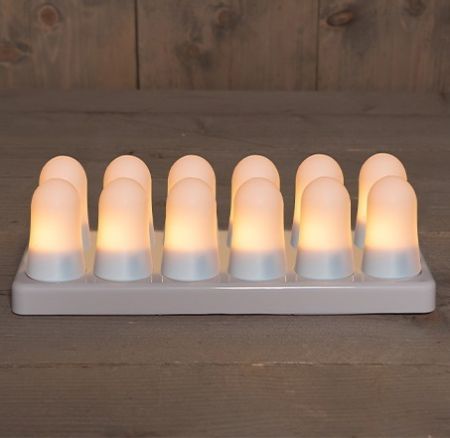 12er Set Miniflammen - wiederaufladbar mit FB und Ladestation