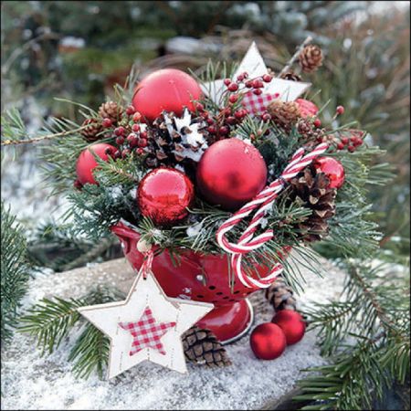 20er Servietten 'Weihnachtskugeln rot'