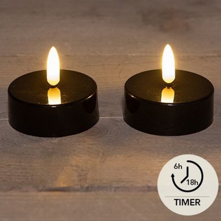 2er Set Jumbo Teelichte schwarz