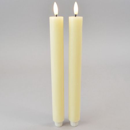 2er Set LED-Stabkerze creme