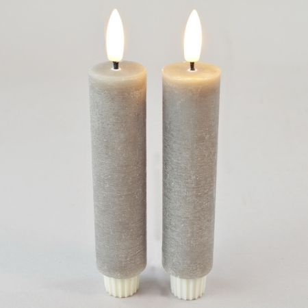 2er Set LED-Stabkerze dunkelgrau