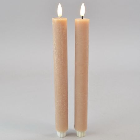 2er Set LED-Stabkerze kaffee