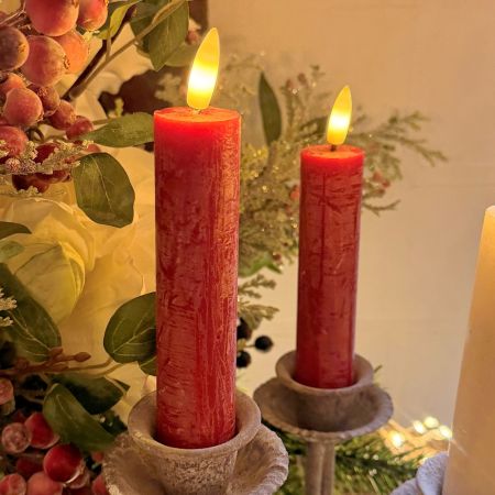 2er Set LED-Stabkerze rot