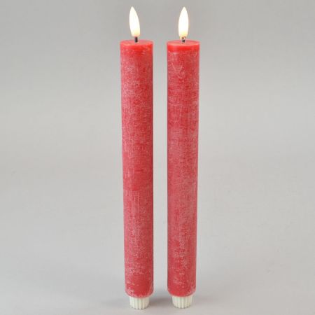 2er Set LED-Stabkerze rot